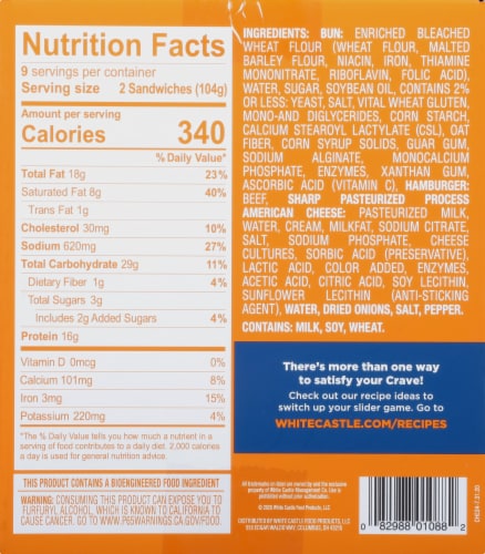 white castle nutrition slider