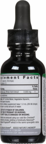 Nature's Answer Eyebright Herbal Supplement 2000mg Perspective: back