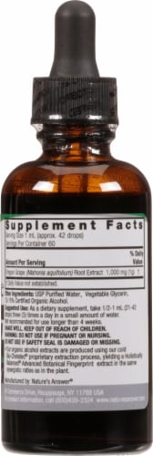 Nature's Answer Oregon Grape Herbal Supplement 1000mg Perspective: back