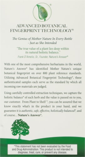 Nature's Answer Echinacea With Astragalus Herbal Blend Supplement Perspective: back