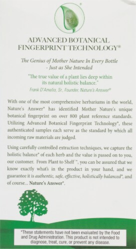 Nature's Answer Liver Support Vegetarian Capsules Perspective: back
