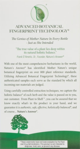 Nature's Answer Dandelion Root Vegetarian Capsules Perspective: back
