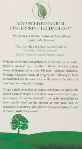 Nature's Answer Slippery Elm Dietary Supplement Capsules Perspective: back