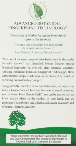 Nature's Answer Valerian Root Vegetarian Capsules Perspective: back