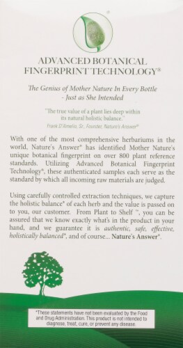 Nature's Answer Valerian Root Dietary Supplement Capsules 1500mg Perspective: back
