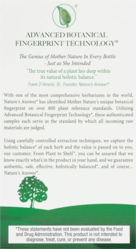 Natures Answer Astragalus Root Vegetarian Capsules Perspective: back