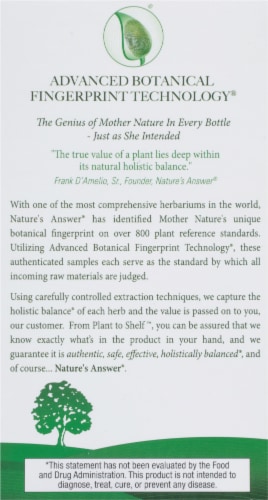 Natures Answer Bilberry Standardized Herbal Supplement Perspective: back