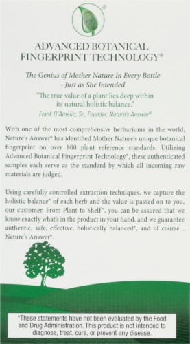 Nature's Answer Black Cohosh Root Vegetarian Capsules 40mg Perspective: back