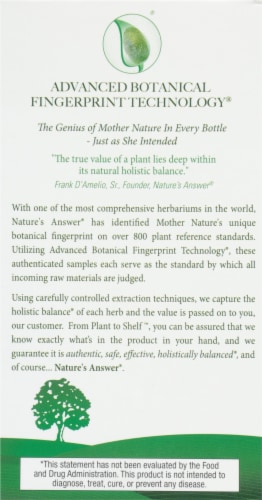 Nature's Answer Boswellia Vegan Standardized Herbal Supplement 400mg Perspective: back