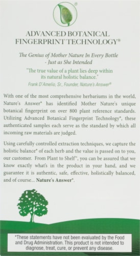Nature's Answer Forskohlii Vegetarian Capsules 250mg Perspective: back
