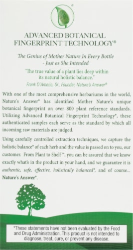 Nature's Answer Ginkgo Leaf Extract Vegetarian Capsules Perspective: back