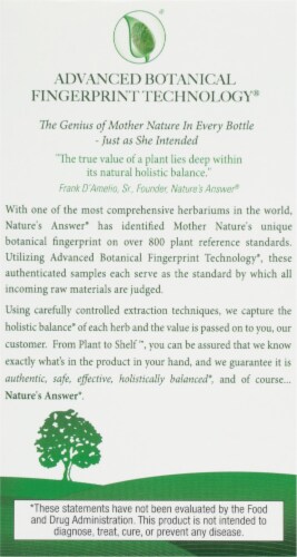 Nature's Answer Ginkgo Leaf Extract Vegetarian Capsules Perspective: back