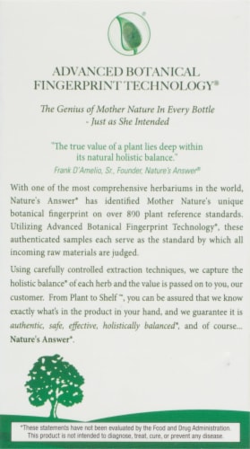 Nature's Answer Gotu Kola Herb Vegetarian Capsules 300mg Perspective: back