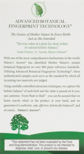 Nature's Answer® Grape Seed Extract Vegetarian Capsules Perspective: back