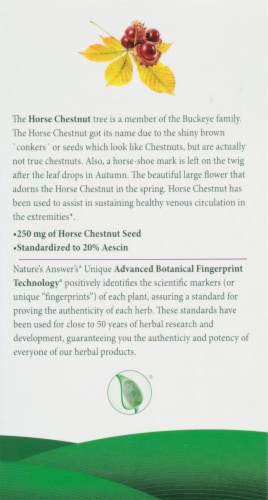 Nature's Answer® Horsechestnut Seed Vegetarian Capsules 250mg Perspective: back