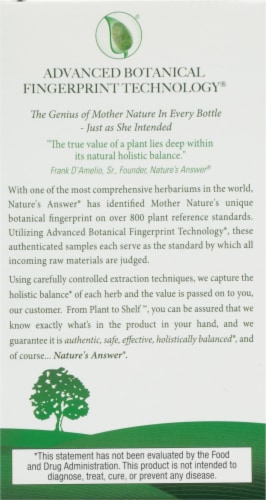 Nature's Answer Rhodiola Vegetarian Capsules 100mg Perspective: back