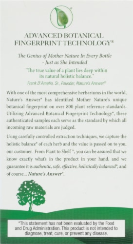 Nature's Answer White Willow Bark Extract Vegetarian Capsules 450mg Perspective: back