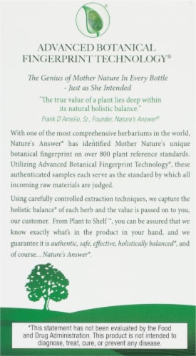 Nature's Answer® Wild Yam Root Vegetarian Capsules 220mg Perspective: back