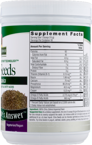 Nature's Answer Chia Seeds Perspective: back