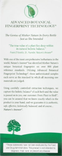 Natures Answer Sambucus Immune Black Elderberry Dietary Supplement Perspective: back