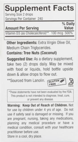Nature's Answer Vitamin D-3 Drops Perspective: back