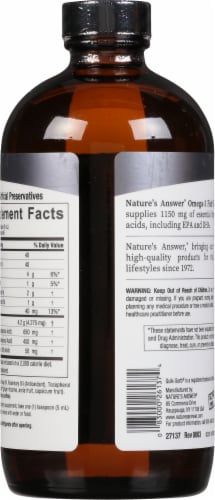 Natures Answer Liquid Omega-3 Deep Sea Fish Oil EPA / DHA Orange Flavored Dietary Supplement Perspective: back