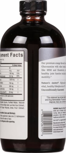 Nature's Answer Liquid Glucosamine Chondroitin with MSM Orange Flavored Dietary Supplement Perspective: back