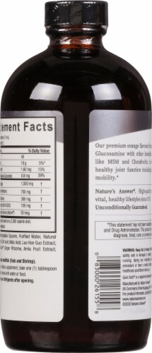 Nature's Answer Liquid Glucosamine Chondroitin with MSM Orange Flavored Dietary Supplement Perspective: back