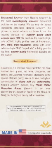 Nature's Answer Resveratrol Reserve Dietary Supplement Perspective: back