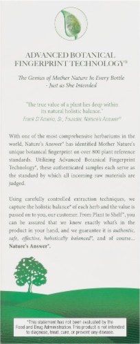Nature's Answer UT Answer Dietary Supplement Liquid Perspective: back