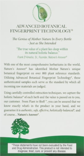 Nature's Answer Black Walnut Vegetarian Capsules Perspective: back