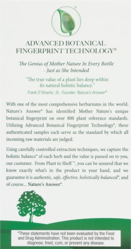 Nature's Answer Turmeric & Ginger Vegetarian Capsules Perspective: back
