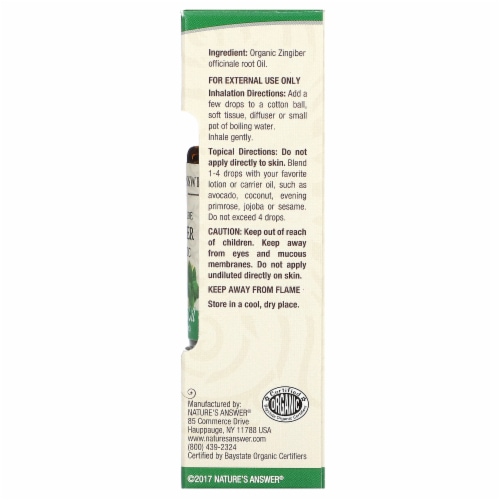 Nature's Answer 100% Pure Organic Essential Oil Ginger - 0.5 fl oz (15 ml) Perspective: back