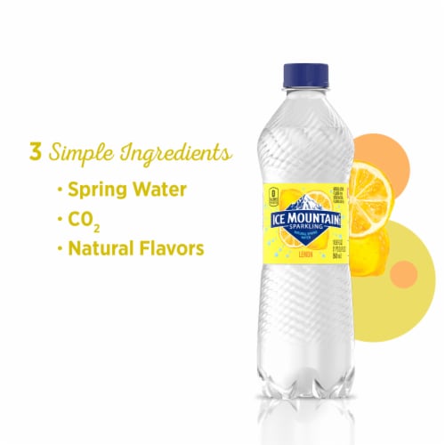 Ice Mountain Lemon Flavored Sparkling Bottled Water Perspective: back