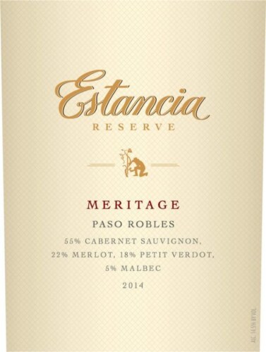Estancia Reserve Paso Robles Meritage Red Blend Perspective: back