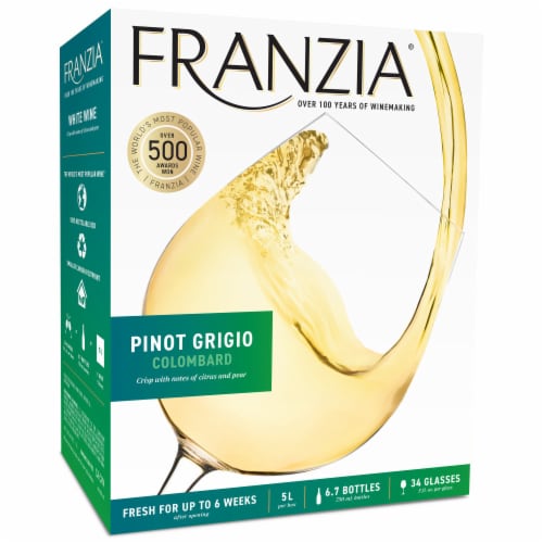 Franzia Pinot Grigio/Colombard Vintner Select Blend White Wine Box Perspective: back