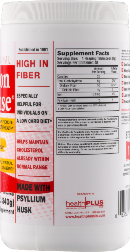 Health Plus The Original Colon Cleanse® Bulk Forming Dietary Supplement Perspective: back