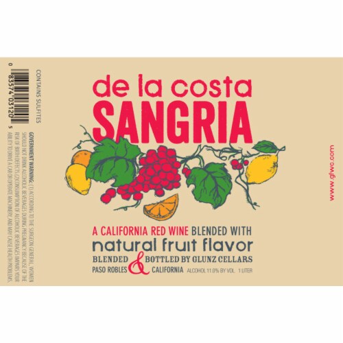 De La Costa Sangria California Red Wine Perspective: back