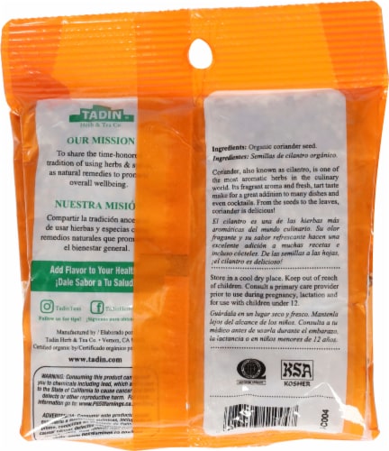Tadin® Organic Whole Coriander Perspective: back