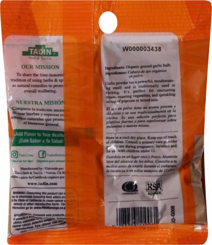 Tadin® Organic Garlic Powder Perspective: back