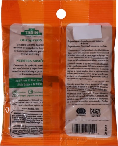 Tadin® Organic Ground Turmeric Perspective: back