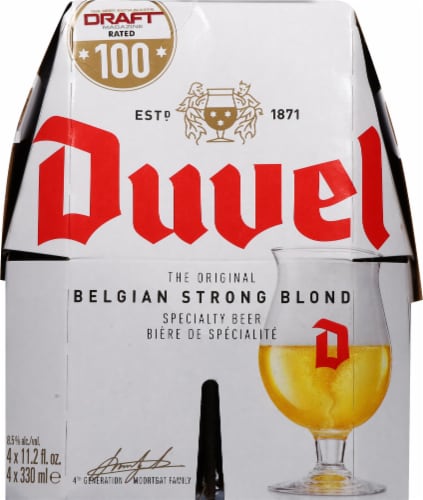 Duvel Belgian Strong Ale Import Beer 4pk Bottles Perspective: back
