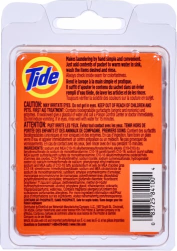 Tide Travel Sink Packets Laundry Detergent Pods Perspective: back