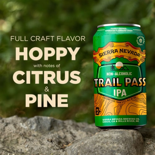 Sierra Nevada Trail Pass Non-Alcoholic IPA Craft Beer Perspective: back