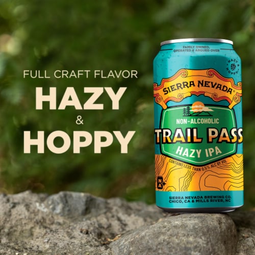Sierra Nevada Trail Pass Non-Alcoholic Hazy IPA Craft Beer Perspective: back