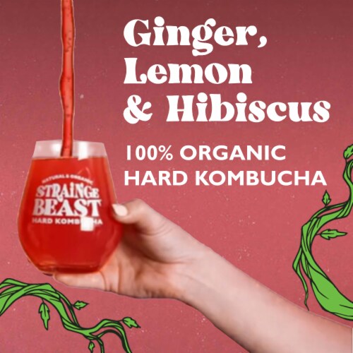 Strainge Beast Ginger Lemon & Hibiscus Hard Kombucha Perspective: back