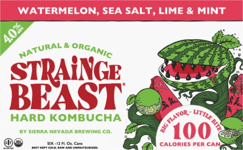 Strainge Beast® Natural & Organic Watermelon Sea Salt Lime & Mint Hard Kombucha Perspective: back