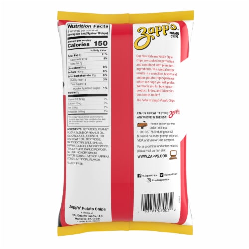 Zapp's Spicy Cajun Crawtators Potato Chips Perspective: back