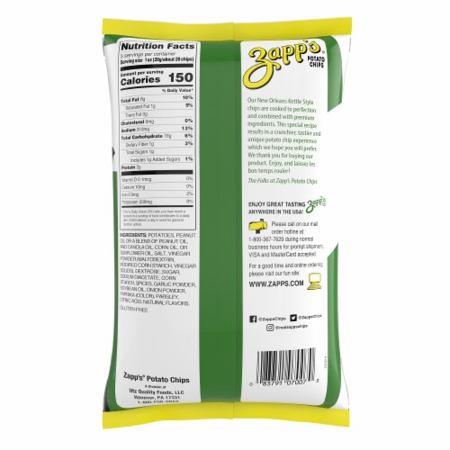 Zapp's Cajun Dill Gator-Tators Potato Chips Perspective: back
