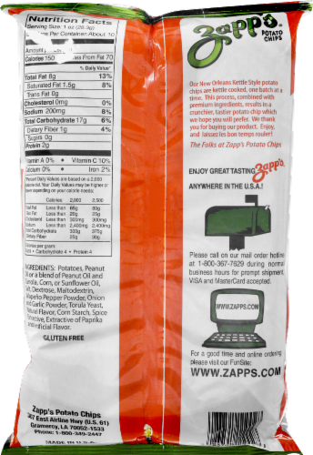 Zapp's Hotter N Hot Jalapeno Potato Chips Perspective: back